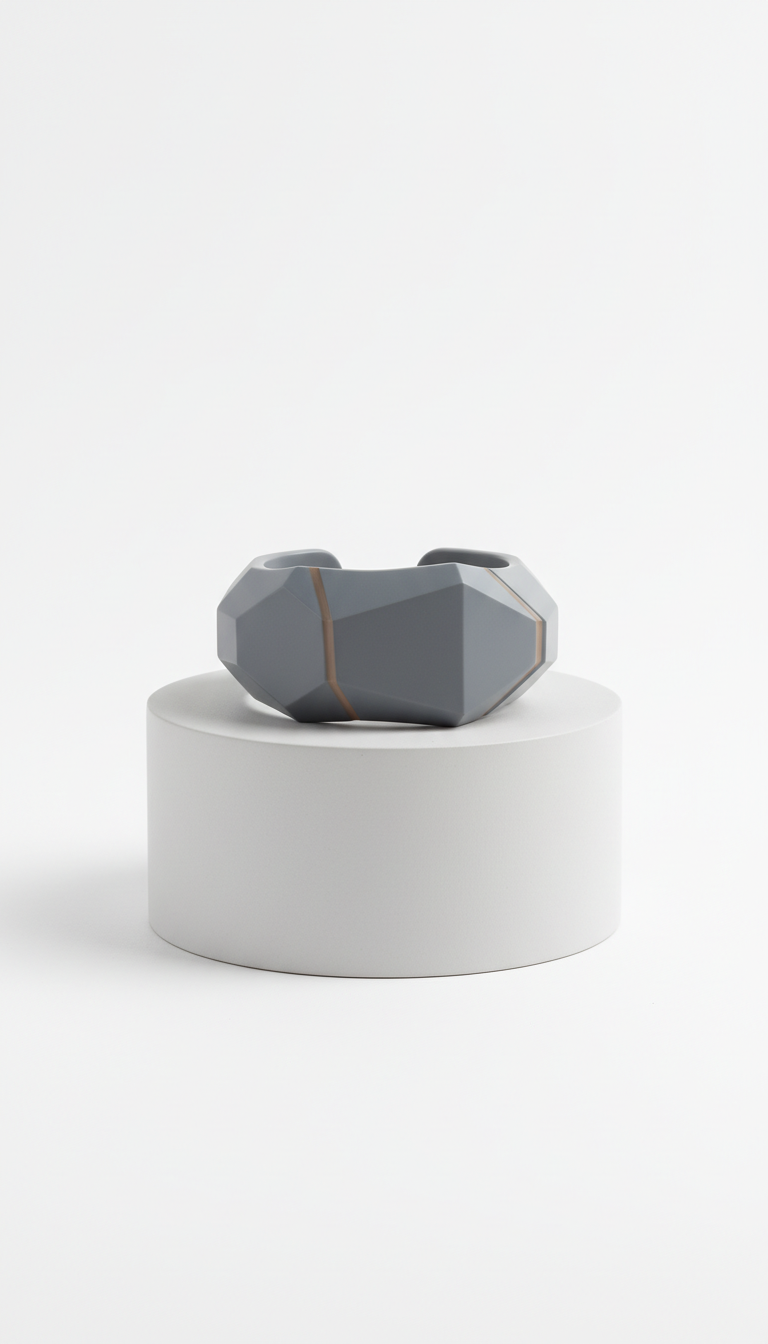 Brazalete geométrico de resina gris pizarra